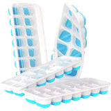 4-Pack: Easy-Release Silicone & Flexible 14-Ice Cube Trays with Spill-Resistant Removable Lid
