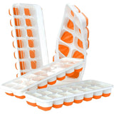 4-Pack: Easy-Release Silicone & Flexible 14-Ice Cube Trays with Spill-Resistant Removable Lid