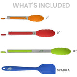 4-Pack: Kaluns Kitchen Tongs for Cooking with Silicone Spatula