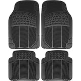 4-Pack: OxGord® Ridged Style 1st & 2nd Row Black Heavy Duty Rubber Floor Mat Set