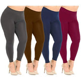 4-Pack: Plus Size Women's Ultra-Soft Stretchy Solid Yoga Leggings