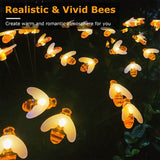 4-Pack: Solar Powered Stake Bee Light 2 Lighting Mode Lifelike Firefly