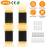 4-Pack: Solar Powered Wall Sconce Light IP55 Rechargeable Optical Sensor Lamp
