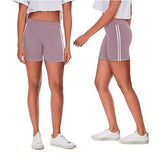 4-Pack: Women's Ultra-Soft Stretchy Athletic Workout Yoga Shorts with Stripes