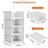 4-Packs: Plastic Storage Box Closet Organizer Foldable Storage with Slide Rail Push-Pull
