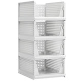 4-Packs: Plastic Storage Box Closet Organizer Foldable Storage with Slide Rail Push-Pull