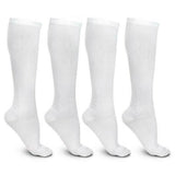 4-Pairs: White L/XL Compression Socks Running Sports Graduated Travel