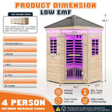 Thermora Monaco 4-Person Low EMF Spruce Wood Outdoor Infrared Sauna With Bluetooth Speakers And LED Lights (SAK16270)