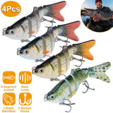 4-Piece: 6 Segment Multi Jointed Lifelike Fish Lures