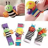 4-Piece: Cute Animal Soft Baby Socks Toys Wrist Rattles Set