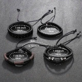 4-Piece Set: Exquisite Vintage-Style PU Leather Woven Handmade Charm Bracelets for Men
