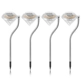 4-Piece: Solar Diamond LED Light Pathway Stake Decorative Lamp