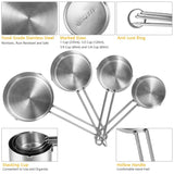 4-Piece: Stainless Steel Measuring Cups Stackable Kitchen Spoons Set