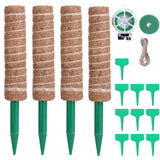 4-Pieces: Coco Coir Extendable Moss Pole for Climbing Plants