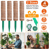 4-Pieces: Coco Coir Extendable Moss Pole for Climbing Plants