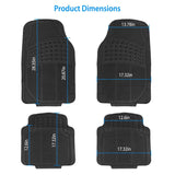 4-Pieces: Heavy Duty PVC Rubber Automotive Floor Mats with Trimmable Design