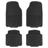 4-Pieces: Heavy Duty PVC Rubber Automotive Floor Mats with Trimmable Design