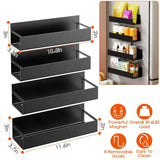 4-Pieces: Spice Rack Strong Magnetic Seasoning Storage Shelf with 8 Removable Hooks