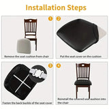 4-Pieces: Waterproof Removable Upholstered Leather Dining Chair Slipcovers
