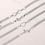4-Pieces: Wide Edge Chain Anklets Set