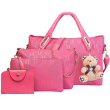 4-Pieces: Women Leather Handbag