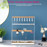 4-Tier Tabletop Wooden Jewelry Display Stand