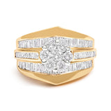 14K Yellow Gold 2-1/3 Cttw Diamond Cluster Channel Set Chevron Shaped Band Engagement Ring & Wedding Band Set (H-I Color, SI1-SI2 Clarity)- Size 5