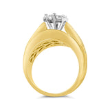 14K Yellow Gold 2-1/3 Cttw Diamond Cluster Channel Set Chevron Shaped Band Engagement Ring & Wedding Band Set (H-I Color, SI1-SI2 Clarity)- Size 5