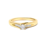 14K Yellow Gold 1/4 Cttw Princess Cut Diamond Engagement Ring