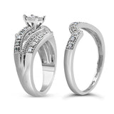 .925 Sterling Silver 1/3 Cttw Round Diamond Crisscross Engagement Ring Bridal Set (H-I Color, I1-I2 Clarity ) - Size 7