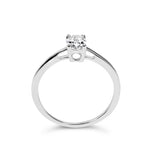 14K White Gold 1/2 Cttw Oval Lab Grown Diamond 4 Prong Solitaire Engagement Ring (F-G Color, VS2-SI1 Clarity) - Size 7