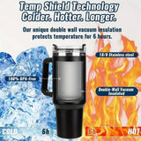 40 oz Water Tumbler Cup Stainless Steel Insulated Bottle Handle & Straw Travel