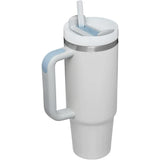 40 oz Water Tumbler Cup Stainless Steel Insulated Bottle Handle & Straw Travel