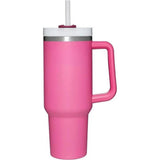 40 oz Water Tumbler Cup Stainless Steel Insulated Bottle Handle & Straw Travel