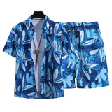 Floral Shirt Set Short Sleeves Retro All-over Floral Print Trendy