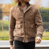 Men's Leather Slim-Fit Casual Lapel Jacket