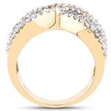 14K Yellow Gold Plated 1.58 Carat Genuine Black Diamond, White Diamond & Yellow Diamond .925 Sterling Silver Ring