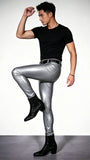 Mens Mirrored PU Latex Faux Leather Pants
