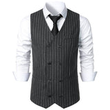 Men's Retro Casual Double Breasted Striped Vest