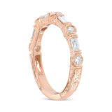 14K Rose Gold 3/8 Cttw Baguette and Round Diamond Bridal Band - (H-I Color, VS1-VS2 Clarity) - Size 6.75