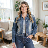 Vanilla Star Female Cropped Jean Jacket, Size Large