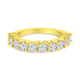 14K Yellow Gold Plated .925 Sterling Silver 2.0 Cttw Round Brilliant Cut Diamond 10 Stone Anniversary Band Ring (J-K Color, I1-I2 Clarity) - Size 7
