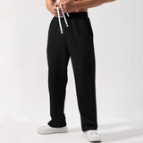 Male Solid Color Elastic-waist Drawstring Sweatpants