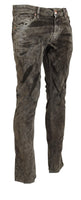 Acht Gray Washed Cotton Corduroy Slim Fit Men Jeans