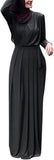 FPOVFPO Women's Muslim Abaya Dress - One-Piece V Neck Belt Tie Islamic Full Length Kaftan Daily Casual Dress
