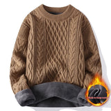 Round-neck High-neck Fleece-lined Solid-color Sweater