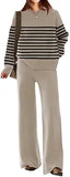 ETCYY NEW Womens Elegant Lounge Sets Knitted Sweatsuit Sets 2 Piece Outfits with Sweater Tops and Wide Leg Sweatpants