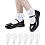 HONGTEYA 6 Pairs Girls White Ruffle Socks School Uniform Dress Socks for Kids Seamless Crew Ankle Cotton Size 2-14 Years