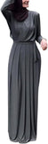 FPOVFPO Women's Muslim Abaya Dress - One-Piece V Neck Belt Tie Islamic Full Length Kaftan Daily Casual Dress