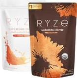 RYZE SUPERFOODS Mushroom Coffee USDA Organic with 6 Adaptogenic Mushrooms and MCT Oil, USA Grown Instant Coffee for Better Energy, Focus, Digestion, Immunity with Lions Mane & Turkey Tail, 30 servings